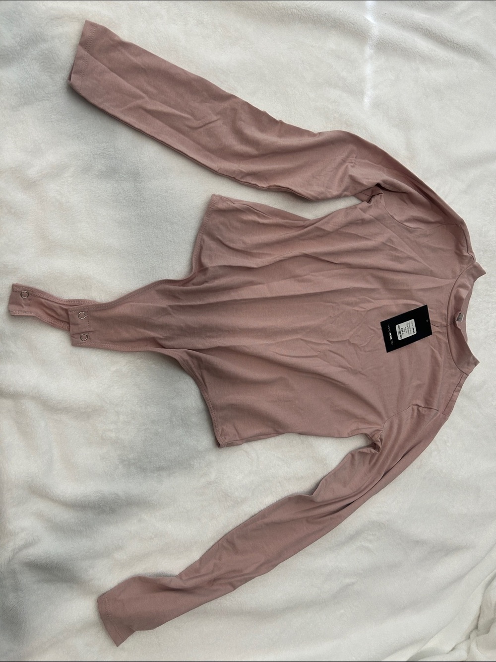 Fashion Nova Mauve Long Sleeve Ribbed Bodysuit
